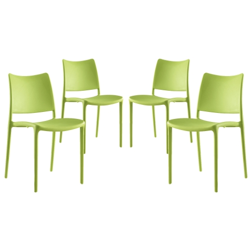 Hipster Dining Side Chair in Green Polypropylene (Set of 4)