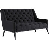 Peruse Loveseat in Tufted Black Velvet w/ Nailhead Trim