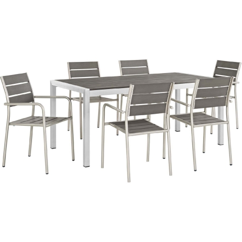 Shore 7 Piece Outdoor Patio Aluminum & Poly Wood Dining Set