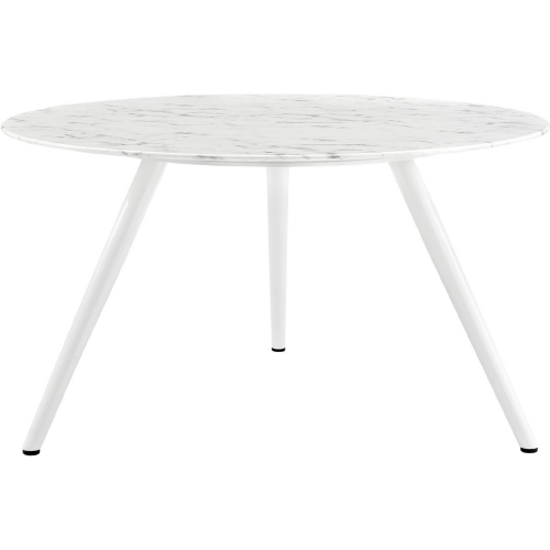 Lippa 54" Round Faux Marble Dining Table w/ Tripod Base in White