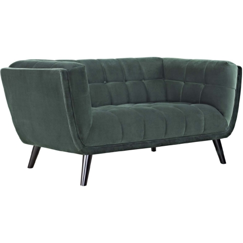 Bestow Loveseat in Tufted Green Velvet