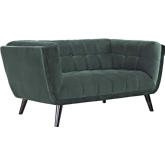 Bestow Loveseat in Tufted Green Velvet