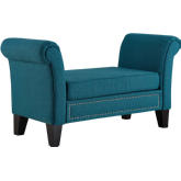 Rendezvous Bench in Teal Fabric w/ Nailhead