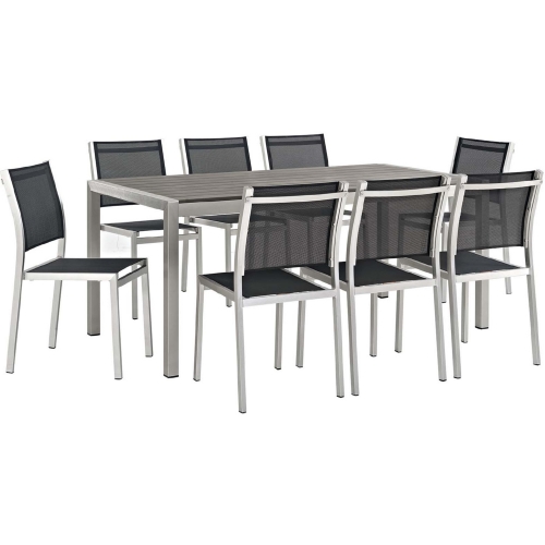 Shore 9 Piece Outdoor Patio Aluminum & Poly Wood Dining Set