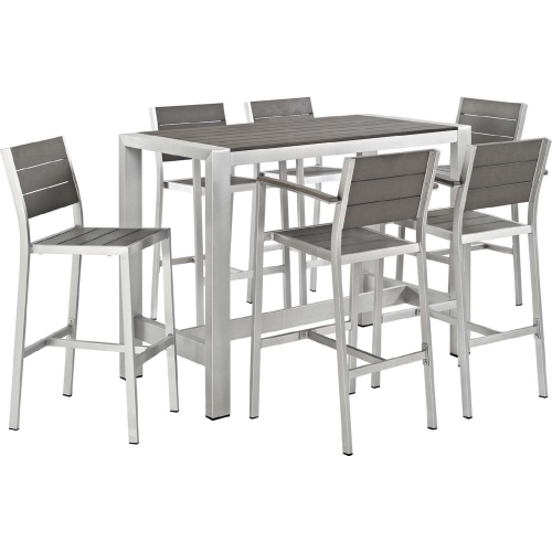 Shore 7 Piece Outdoor Patio Aluminum & Poly Wood Dining Set