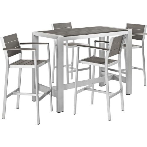 Shore 5 Piece Outdoor Patio Aluminum & Poly Wood Dining Set