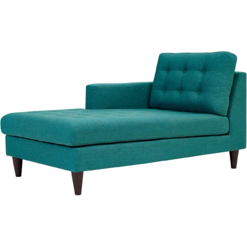 Empress Left Arm Chaise in Tufted Teal Fabric