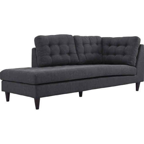 Empress Left Arm Facing Chaise in Tufted Gray Fabric