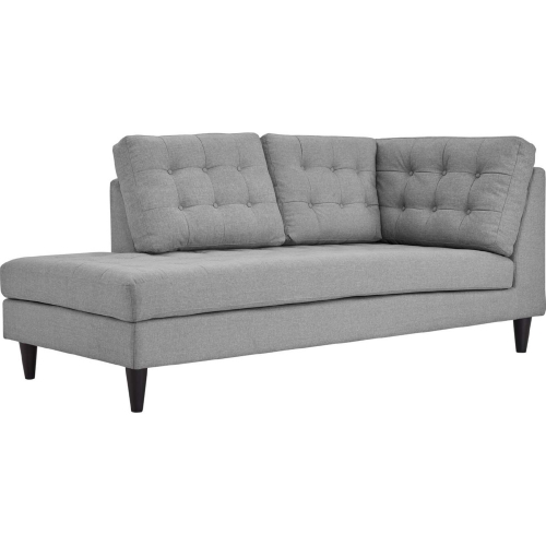 Empress Left Arm Facing Chaise in Tufted Light Gray Fabric