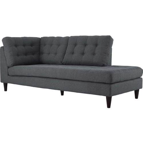 Empress Right Arm Facing Chaise in Tufted Gray Fabric