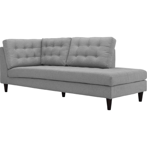 Empress Right Arm Facing Chaise in Tufted Light Gray Fabric