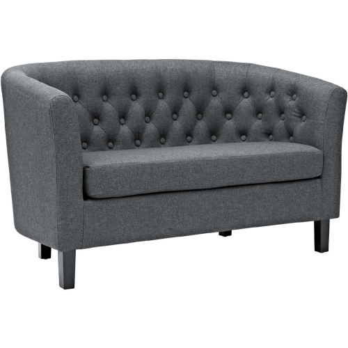 Prospect Loveseat in Tufted Gray Fabric on Espresso Wood Legs