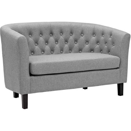 Prospect Loveseat in Tufted Light Gray Fabric on Espresso Wood Legs