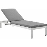 Shore Outdoor Patio Silver Aluminum Chaise w/ Gray Cushions