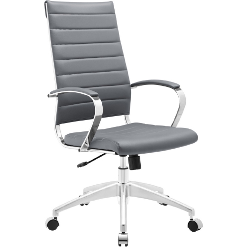 Jive High Back Office Chair in Gray Leatherette on Chrome Base