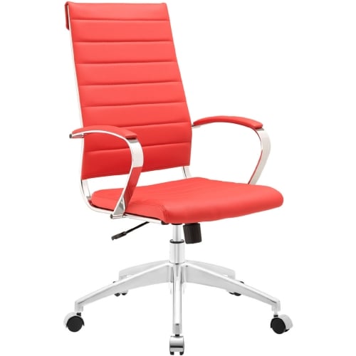 Jive High Back Office Chair in Red Leatherette on Chrome Base