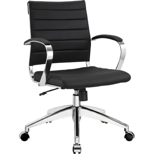 Jive Mid Back Office Chair in Black Leatherette on Chrome Base