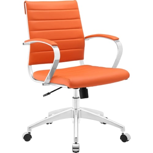 Jive Mid Back Office Chair in Orange Leatherette on Chrome Base