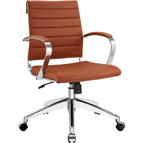 Jive Mid Back Office Chair in Terracotta Leatherette on Chrome Base