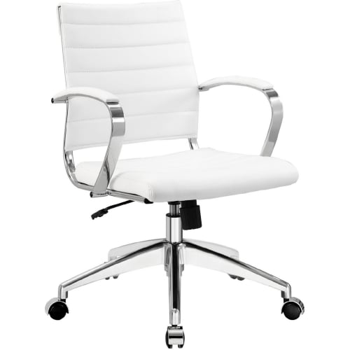 Jive Mid Back Office Chair in White Leatherette on Chrome Base