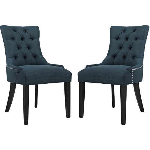 Regent Dining Chair in Tufted Azure Blue Fabric w/ Nailhead (Set of 2)