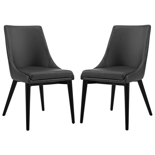 Viscount Dining Chair in Black Leatherette (Set of 2)