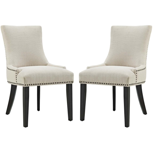 Marquis Dining Chair in Beige Fabric w/ Nailhead (Set of 2)