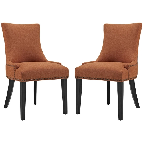 Marquis Dining Chair in Orange Fabric w/ Nailhead (Set of 2)