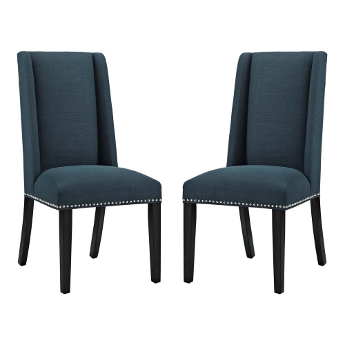 Baron Dining Chair in Azure Blue Fabric w/ Nailhead (Set of 2)