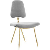 Ponder Dining Chair in Gray Velvet on Gold Legs