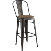 Promenade Bar Stool in Antique Brown Powder Coated Metal & Bamboo