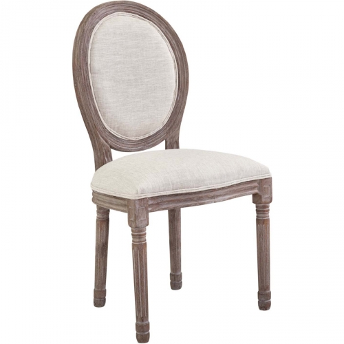 Emanate Vintage French Dining Chair in Beige Fabric