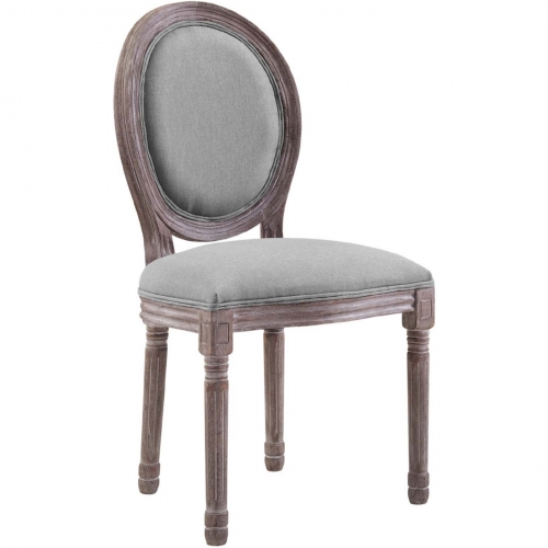 Emanate Vintage French Dining Chair in Light Gray Fabric