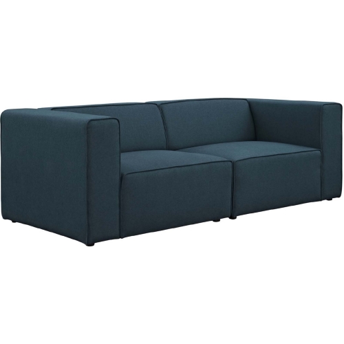 Mingle 2 Piece Sectional Sofa Set in Blue Fabric