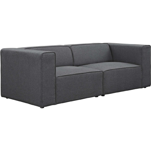 Mingle 2 Piece Sectional Sofa Set in Gray Fabric