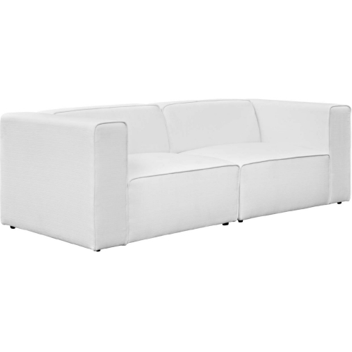 Mingle 2 Piece Sectional Sofa Set in White Fabric