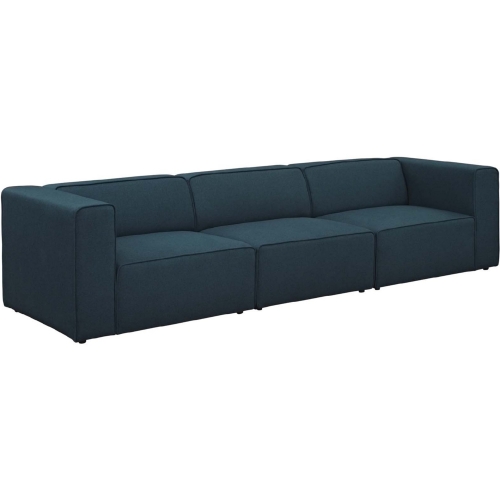 Mingle 3 Piece Sectional Sofa Set in Blue Fabric