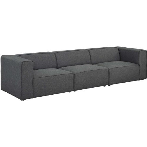 Mingle 3 Piece Sectional Sofa Set in Gray Fabric