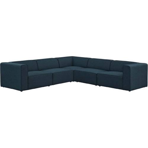 Mingle 5 Piece Sectional Sofa Set in Blue Fabric