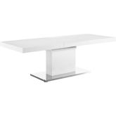 Vector 71" Expandable Dining Table in Gloss White & Stainless Steel