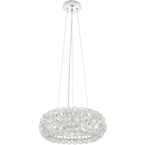 Halo 20" Pendant Chandelier in Chrome w/ Acrylic Balls & White Glass Shade