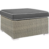 Repose Outdoor Ottoman in Poly Rattan & Charcoal Fabric