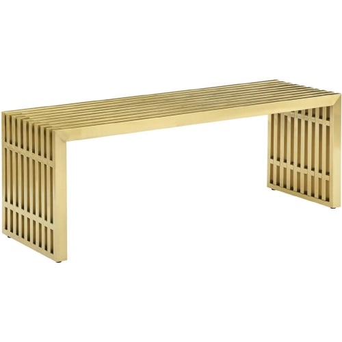 Gridiron 46.5" Bench in Brushed Gold Stainless Steel