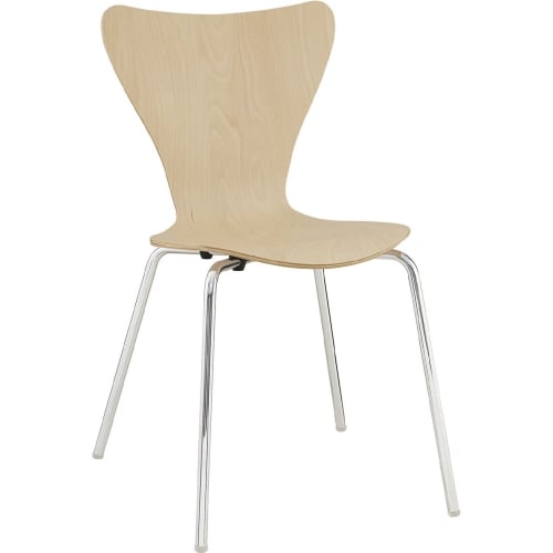 Ernie Dining Side Chair in Natural Finish Wood on Metal Legs