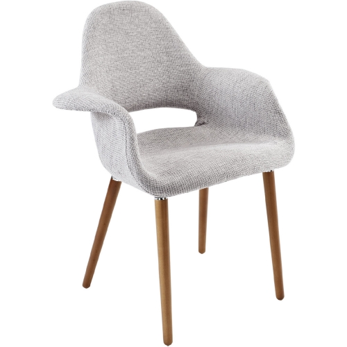 Aegis Dining Armchair in Light Gray Fabric on Wood Legs