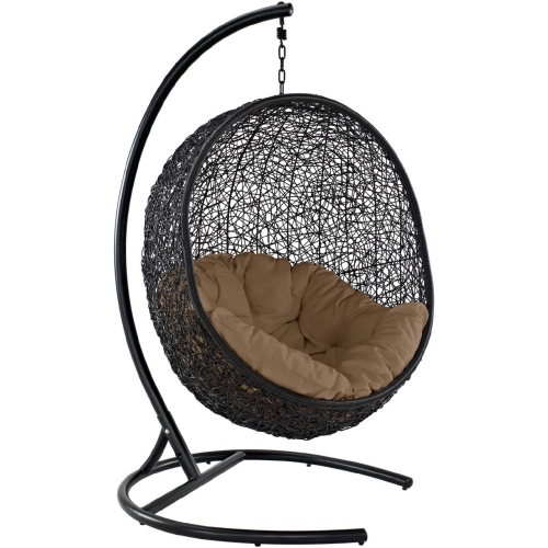 Encase Swing Outdoor Lounge Chair in Poly Rattan w/ Mocha Cushion