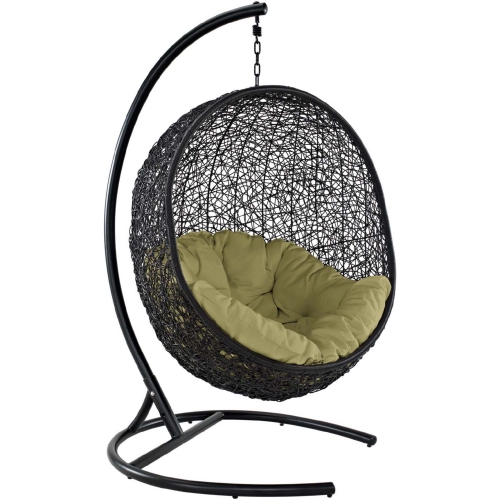 Encase Swing Outdoor Lounge Chair in Poly Rattan w/ Peridot Cushion