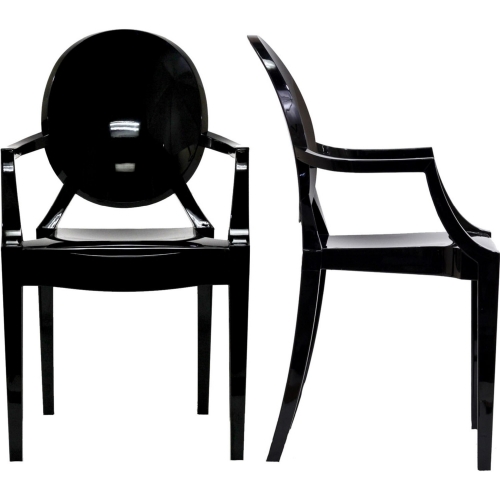 Casper Dining Arm Chair in Black Polycarbonate (Set of 2)