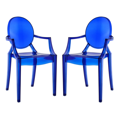 Casper Dining Arm Chair in Blue Polycarbonate (Set of 2)