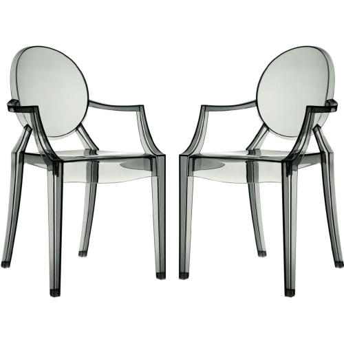 Casper Dining Arm Chair in Smoke Polycarbonate (Set of 2)